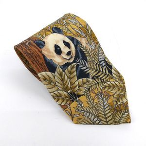 Carlos Tomasini Mens Necktie Silk Panda Bear Tie - 55" x 3.75"